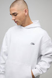 White Oversized Ski Postcard Printed Heavyweight Hoodie