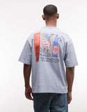 ASOS DESIGN oversized t-shirt with flamingo graphic in washed blue.