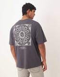 ASOS DESIGN oversized t-shirt with celestial graphic in charcoal.