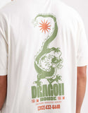 relaxed t-shirt with dragon spine graphic in cream.