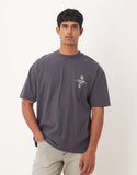 ASOS DESIGN oversized t-shirt with celestial graphic in charcoal.