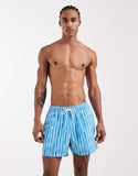 ASOS DESIGN swim shorts in short length in blue stripe
