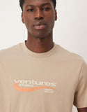 ASOS DESIGN t-shirt with high build text graphic in beige.