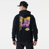 LA Lakers Skyline Graphic Black Oversized Hoodie