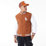 LA Dodgers MLB Team Wordmark Brown Bomber Jacket