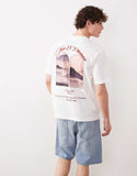 Jack & Jones oversized T-shirt with scenic backprint in white.