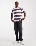 ASOS DESIGN heavyweight relaxed T-shirt in burgundy and cream stripe.