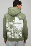 Washed Green Regular Kyoto Back Print Hoodie