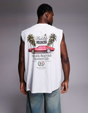 ASOS DESIGN oversized tank with Italia car graphic in white.