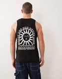 Jack & Jones oversized vest with sun back print in black.