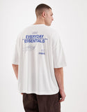 ASOS DESIGN oversized t-shirt with everyday essentials text graphic in white.
