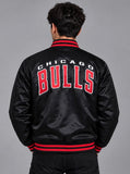 Chicago Bulls Satin Bomber Jacket – Black/Red