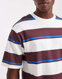 ASOS DESIGN heavyweight relaxed T-shirt in burgundy and cream stripe.