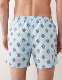 South Beach diamond geo print swim shorts in light blue