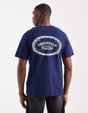 Jack & Jones oversized originals T-shirt with back print in blue.