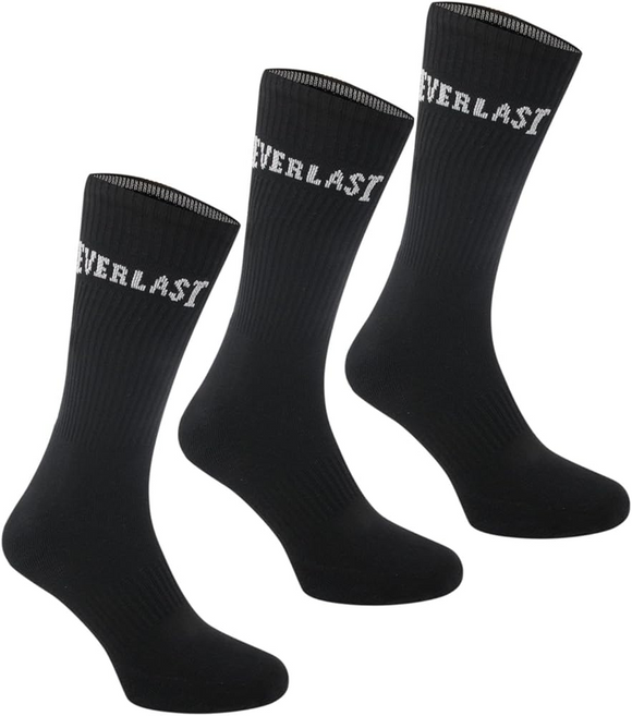 Everlast Mens 3 Pack Crew Socks Black