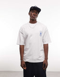 ASOS DESIGN oversized t-shirt with mountain graphic in white.