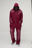Oversized Boxy Western Washed Applique Stud Detail Hooded Tracksu