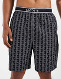 Lacoste monogram print lounge shorts with logo waistband in black