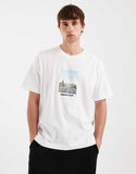Jack & Jones oversized t-shirt with front scenic print in white.