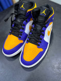 Air Jordan 1 Mid trainers in concord purple and taxi yellow
