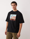 ASOS DESIGN oversized T-shirt with scenic print in black.
