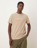 ASOS DESIGN t-shirt with high build text graphic in beige.