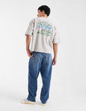 ASOS DESIGN boxy oversized T-shirt with retro music graphic in washed gray.