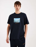 Jack & Jones oversized t-shirt with front scenic print in navy.