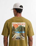 ASOS DESIGN - Oversized T-shirt met grafische eilandprint in olijfgroen.