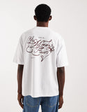 ASOS DESIGN oversized t-shirt with text back graphic in white .
