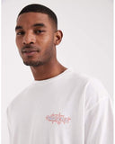 Men's White Oversized T-Shirt With Bonsai Back Graphic