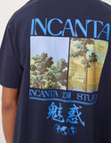 ASOS DESIGN heavyweight relaxed t-shirt with scenic graphic in navy