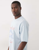 Selected oversized t-shirt with Amalfi print in blue.