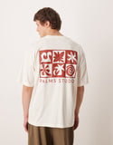 ASOS DESIGN oversized T-shirt with high summer print in off white.