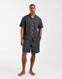 Lacoste monogram print lounge shirt in black