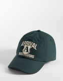 ASOS DESIGN collegiate graphic baseball cap in dark green