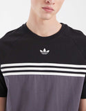 adidas Originals chest stripe t-shirt in grey and black.