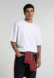 T-shirt À Manches Courtes Blanc Oversize Fit Droit Homme