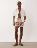 South Beach western print swim shorts in light brown