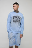 Tall Homme Spray Wash Sweatshirt Regular Fit & Jersey Short Set