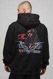 Black Oversized PartyNextDoor License Printed Hoodie