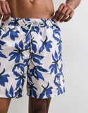 ASOS DESIGN swim shorts in mid length in blue floral print
