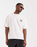 ASOS DESIGN oversized t-shirt with text graphic in white.