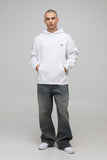 White Oversized Ski Postcard Printed Heavyweight Hoodie