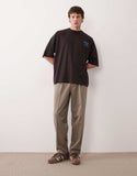 ASOS DESIGN oversized t-shirt with oranges back print in brown.