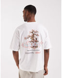 Men's White Oversized T-Shirt With Bonsai Back Graphic