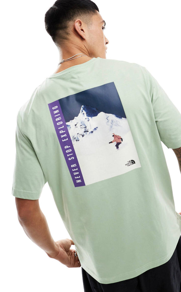 The North Face Snowboard retro back graphic t-shirt in sage green