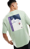 The North Face Snowboard retro back graphic t-shirt in sage green