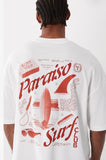 oversized T-shirt  with surf  graphic  in white